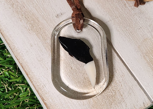 Obsidian flake mini knife pendant
