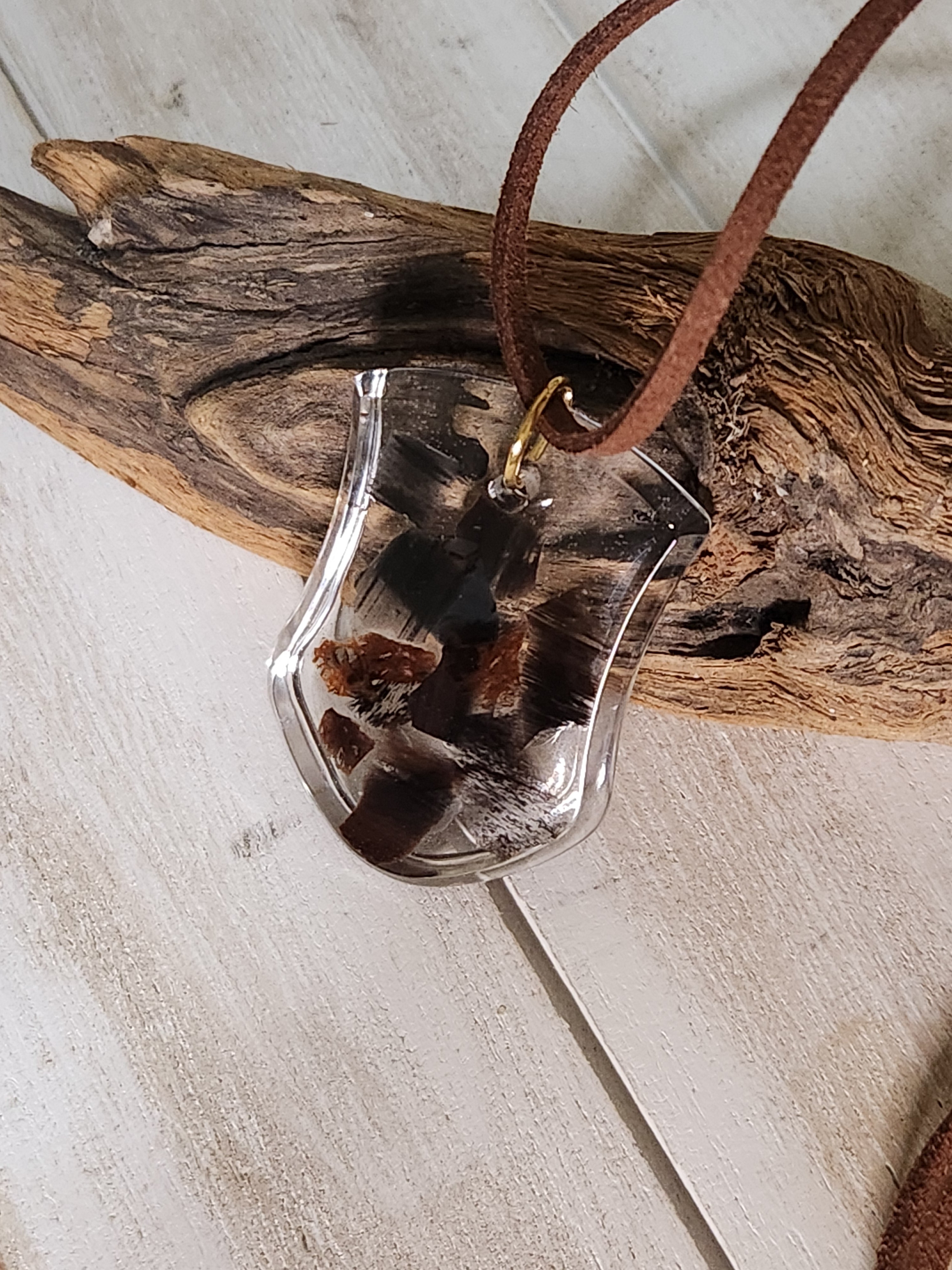 Obsidian flake pendant