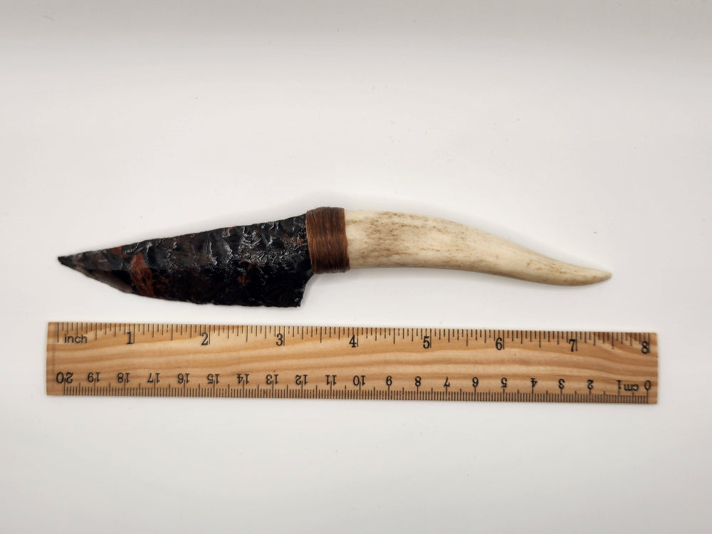 Tri Color Obsidian Knife + Deer Antler