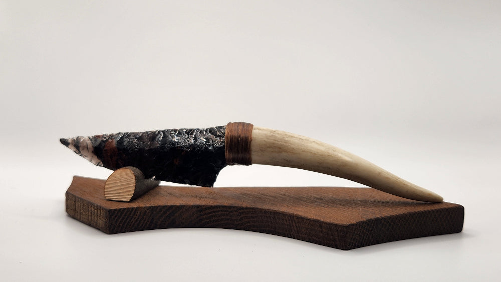 Tri Color Obsidian Knife + Deer Antler