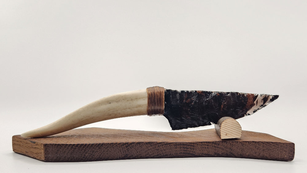Tri Color Obsidian Knife + Deer Antler
