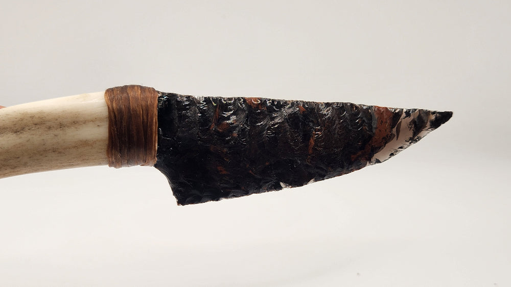 Tri Color Obsidian Knife + Deer Antler