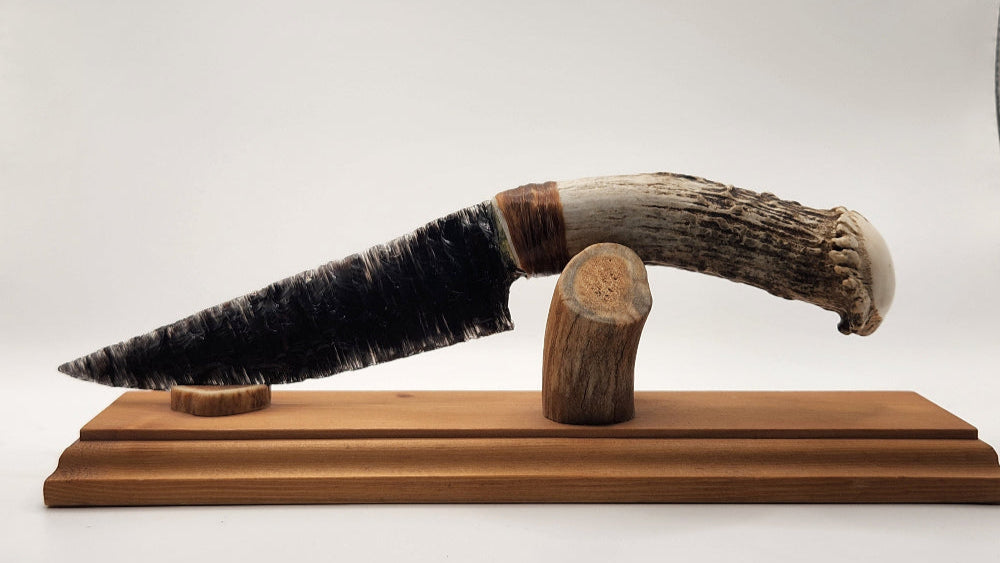 Transparent Obsidian Stone Knife +Deer Antler