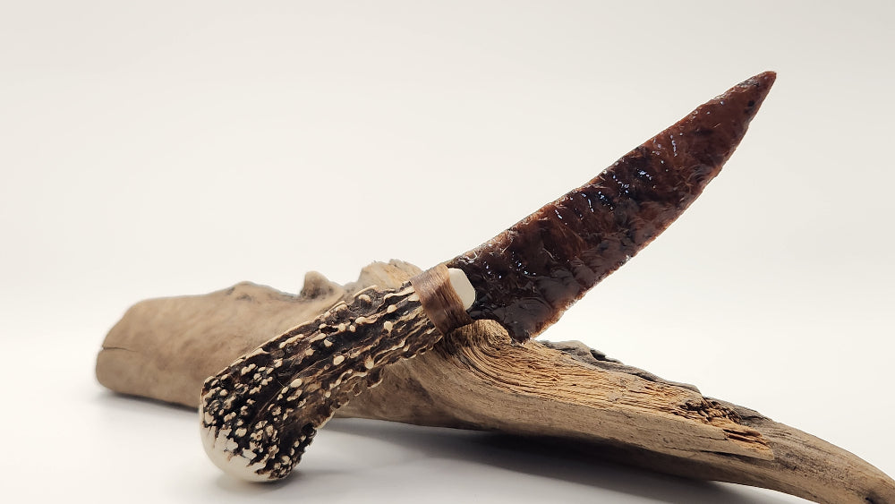 Mahogany Obsidian Stone + Deer Antler