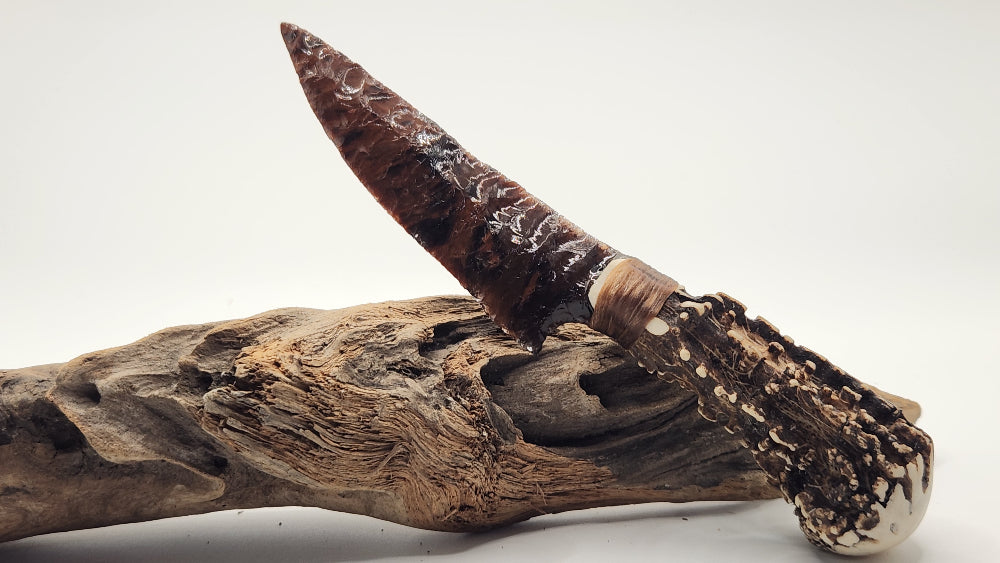 Mahogany Obsidian Stone + Deer Antler