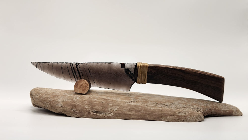 Black Transparent Obsidian Stone + Polished Wood