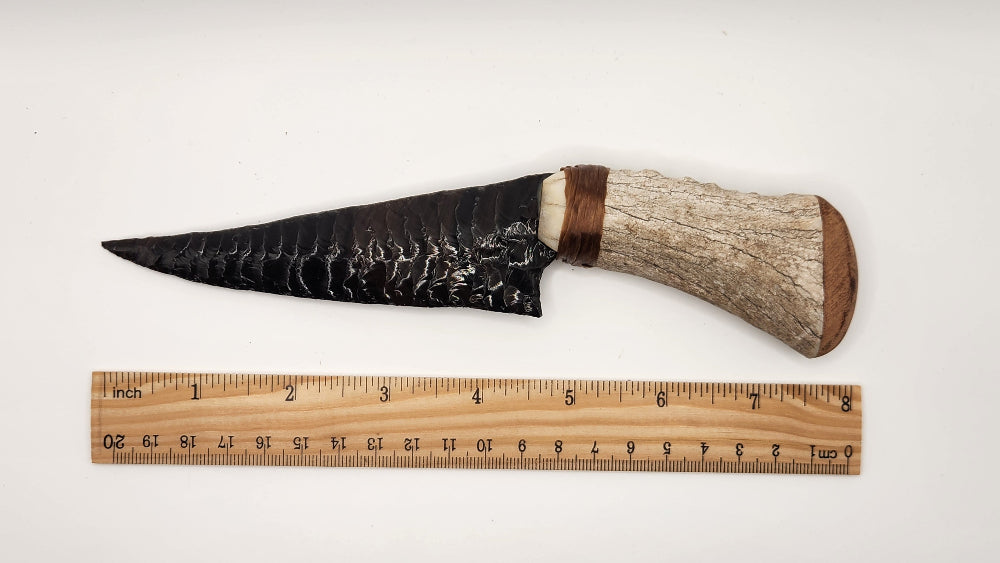 Charcoal Mahogany Obsidian Stone +Deer Antler