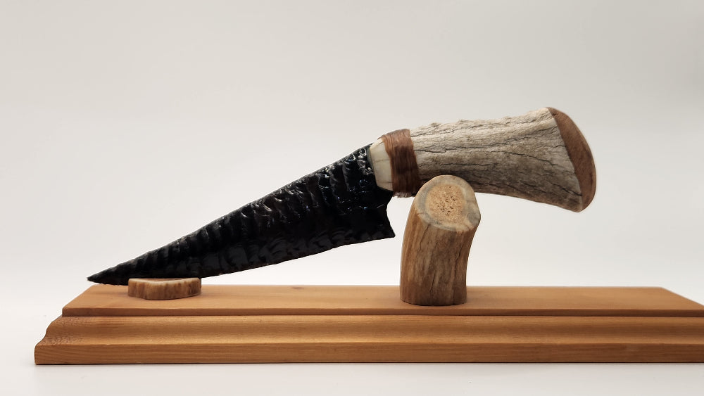Charcoal Mahogany Obsidian Stone +Deer Antler