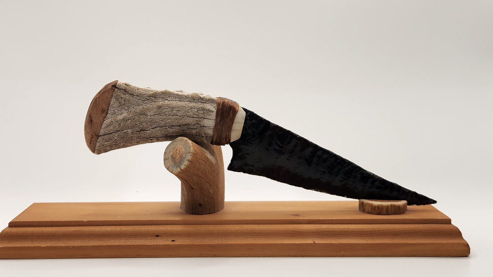 Charcoal Mahogany Obsidian Stone +Deer Antler