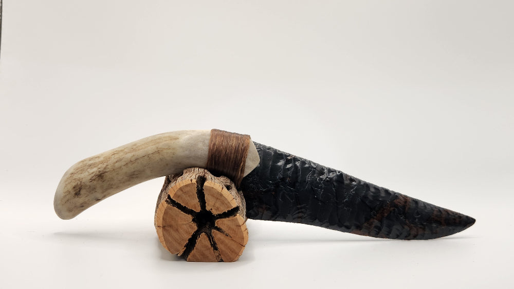Charcoal Mahogany Obsidian + Deer Antler