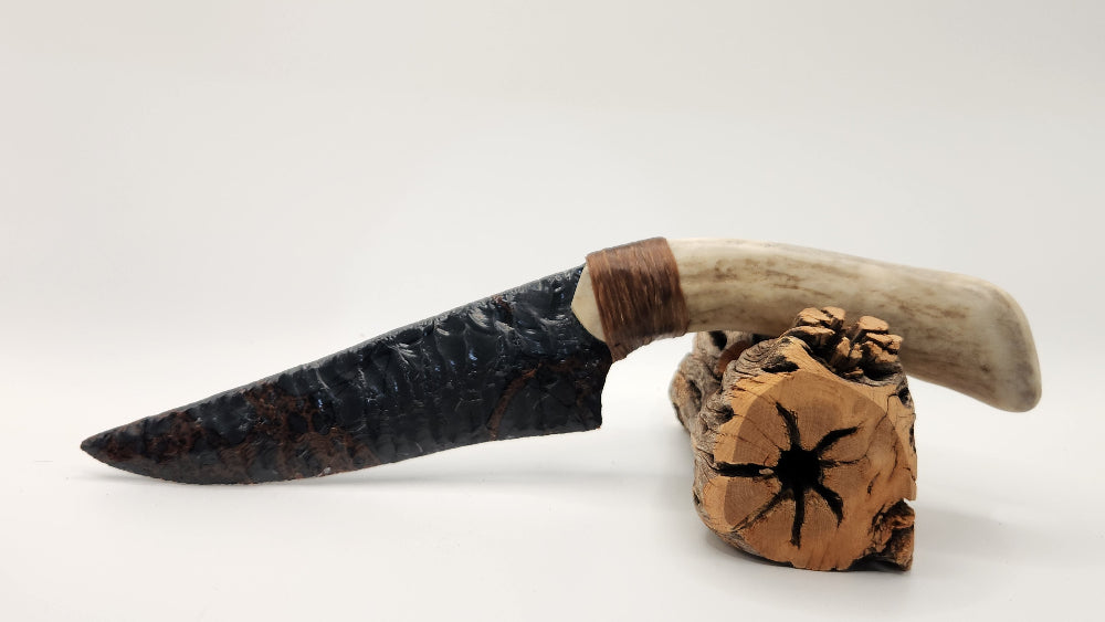 Charcoal Mahogany Obsidian + Deer Antler