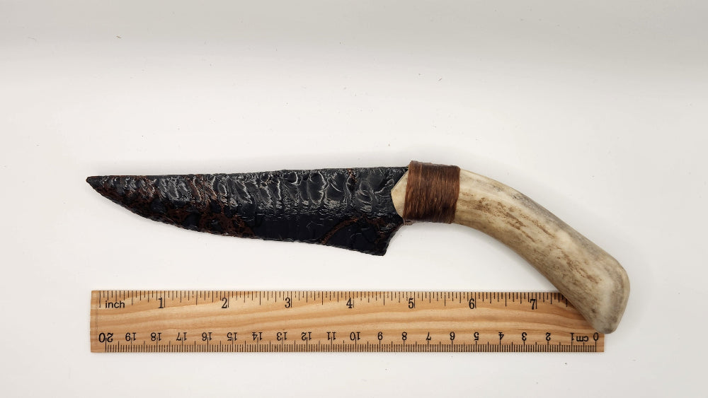 Charcoal Mahogany Obsidian + Deer Antler