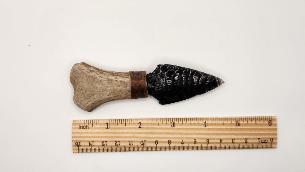 Mini Black Obsidian Stone +Deer Antler