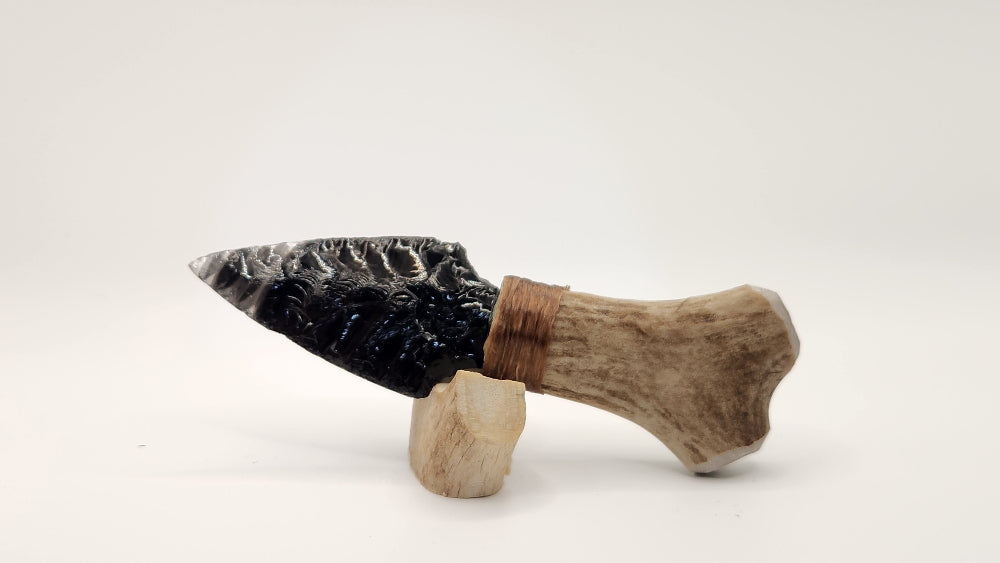 Mini Black Obsidian Stone +Deer Antler