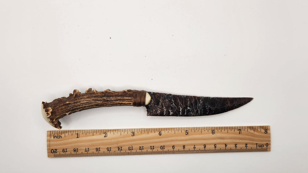 Tri color Obsidian Stone Knife +Deer Antler