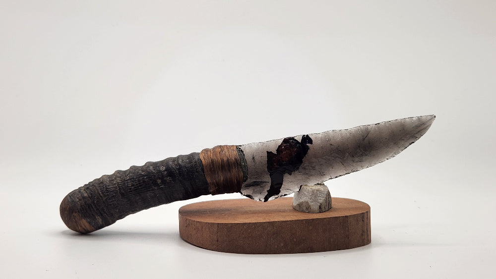 Tri color Obsidian Stone Knife + Springbok