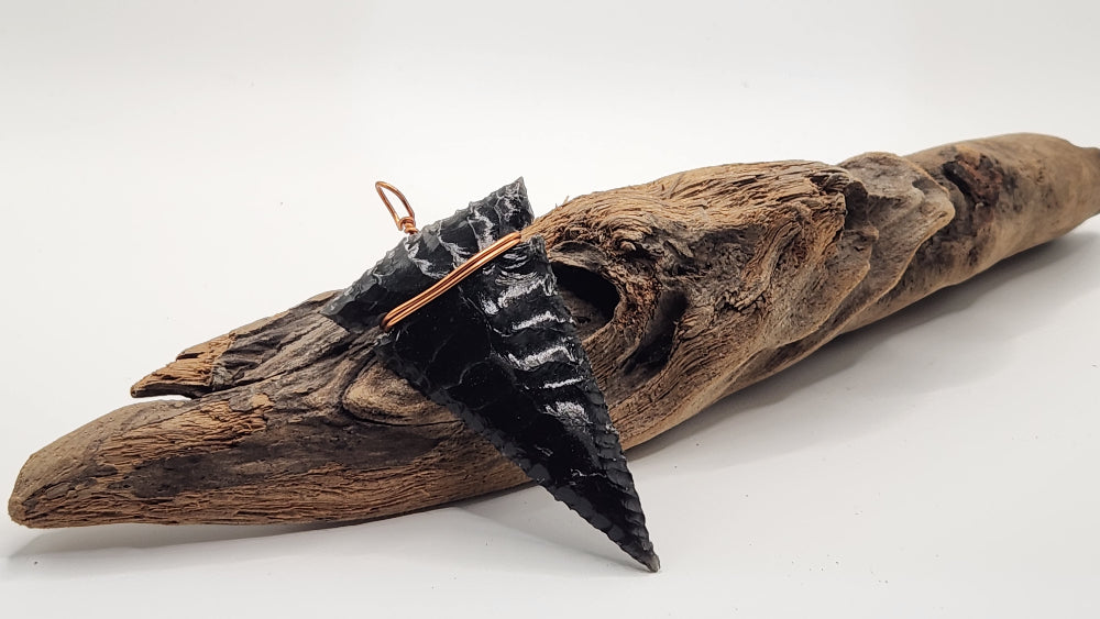 Black Obsidian Arrow head necklace pendant